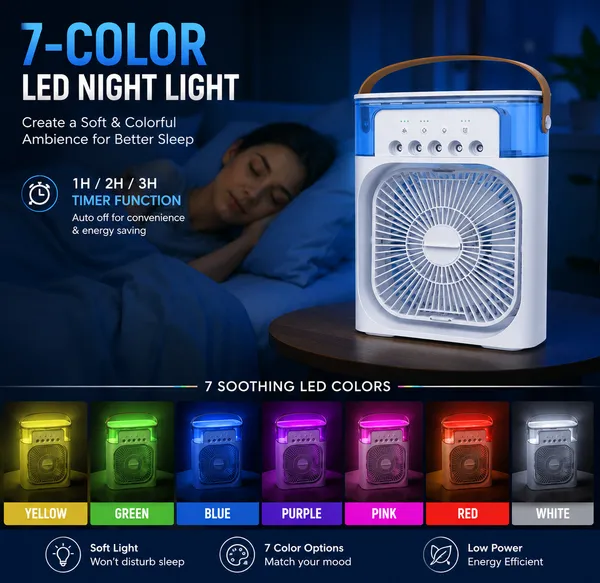 White_Plastic_Portable_7-Color_LED_Mini_Air_Cooler_Fan