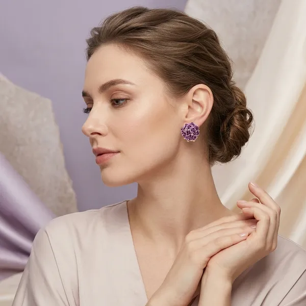 Purple_Metal_Crystal_Rose_Cluster_Stud_Earrings_For_Women