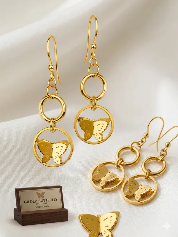 Golden_Plated_Butterfly_Charm_Dangle_Earrings_For_Women