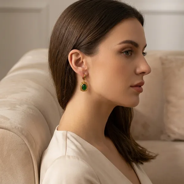 Golden_Plated_Green_Stone_Oval_Drop_Hoop_Earrings_For_Women