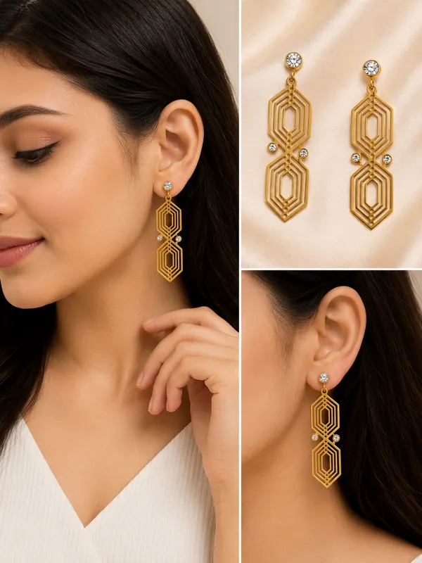 Golden_Tone_Crystal_Geometric_Hexagon_Stud_Earrings_For_Women