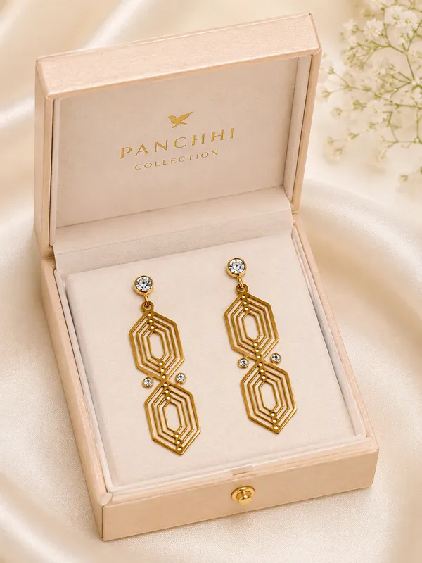 Golden_Tone_Crystal_Geometric_Hexagon_Stud_Earrings_For_Women