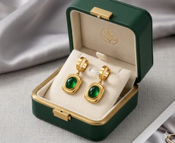 Golden_Plated_Green_Stone_Oval_Drop_Hoop_Earrings_For_Women
