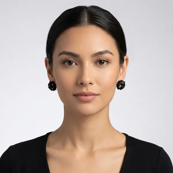 Golden_Black_Resin_Floral_Crystal_Stud_Earrings_For_Women