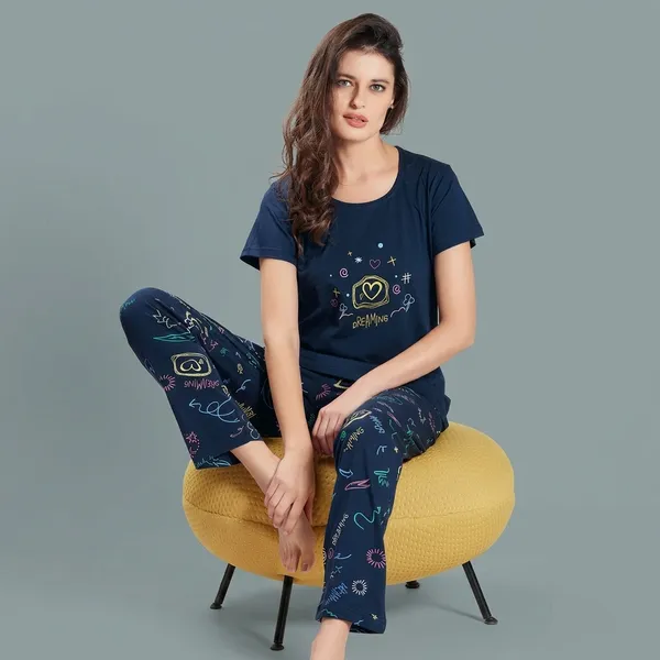 Navy_Blue_Cotton_Night_Suit_Set_For_Women