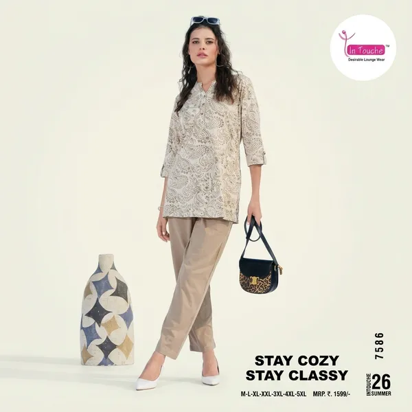 Cream_Cotton_Kurti_Pant_Set_For_Women