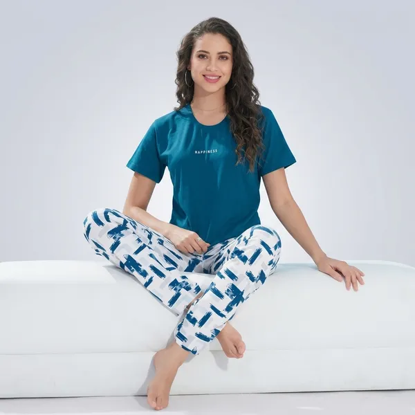 Teal_Cotton_Lycra_Night_Suit_For_Women