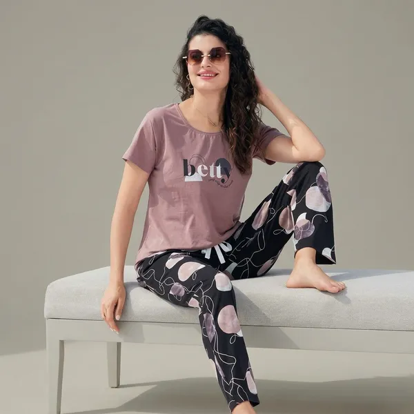 Pink_Cotton_Night_Suit_Set_For_Women