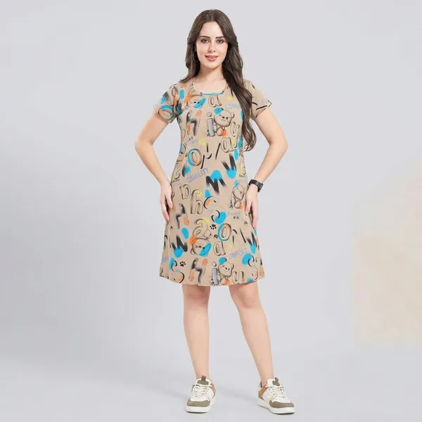 Beige_Cotton_Graphic_T-Shirt_Dress_For_Women