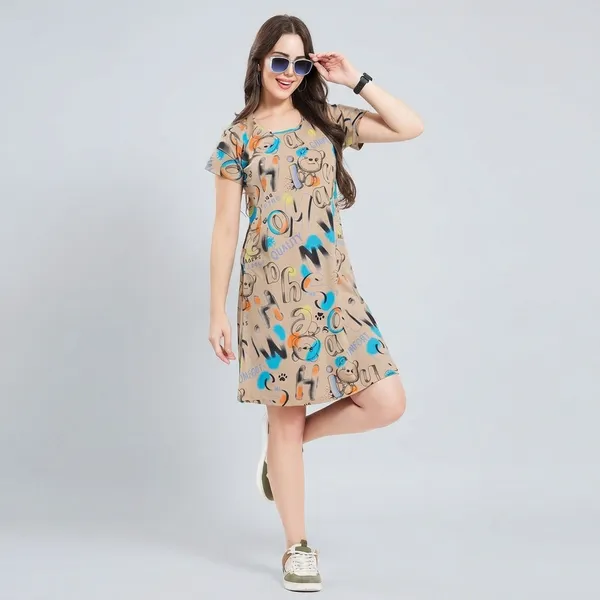Beige_Cotton_Graphic_T-Shirt_Dress_For_Women