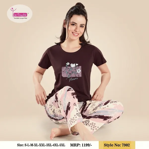 Brown_Cotton_Night_Suit_For_Women