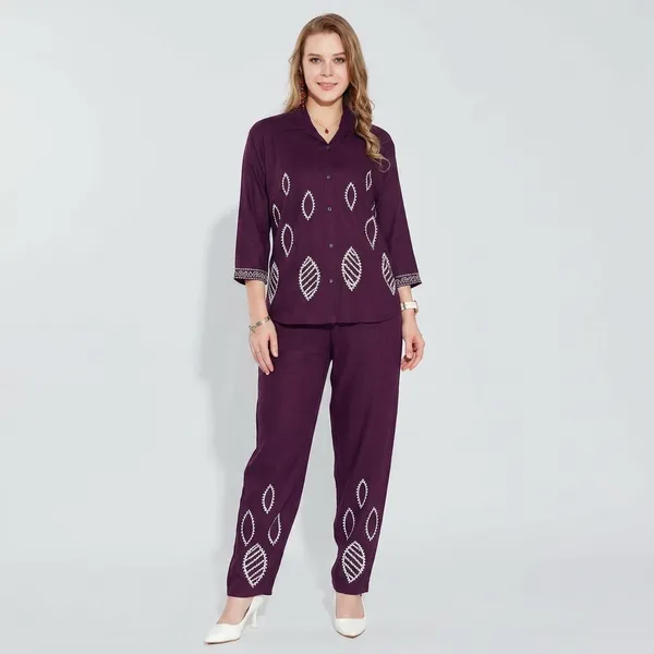 Purple_Linen_Kurta_Pant_Set_For_Women