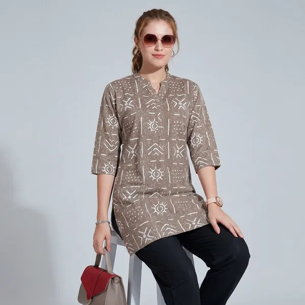 Brown_Cotton_Kurti_Pant_Set_For_Women