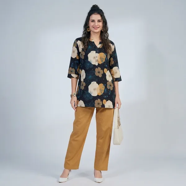 Navy_Blue_Cotton_Kurti_Pant_Set_For_Women