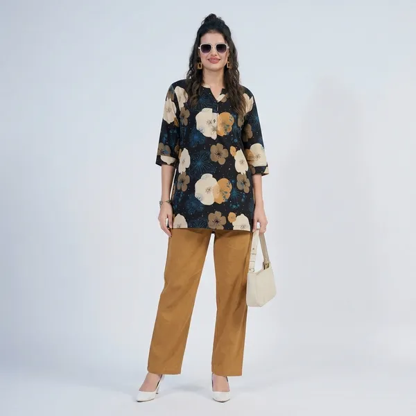 Navy_Blue_Cotton_Kurti_Pant_Set_For_Women