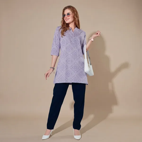 Lavender_Cotton_Kurti_Pant_Set_For_Women