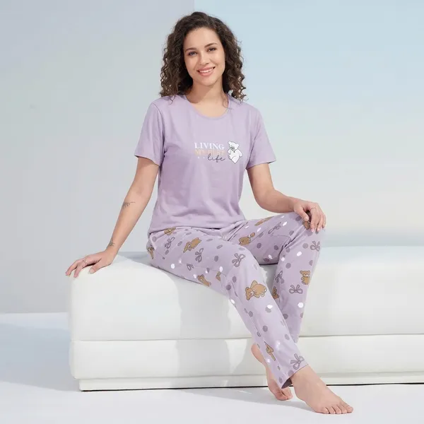 Purple_Cotton_Sleepwear_Set_For_Women
