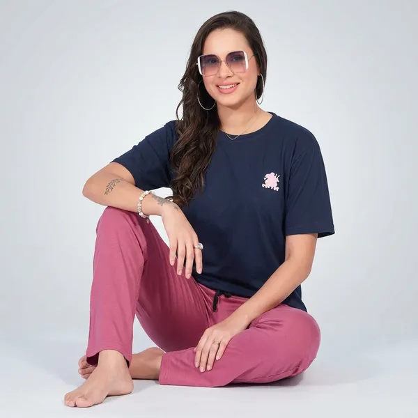 Navy_Cotton_Loungewear_Set_For_Women