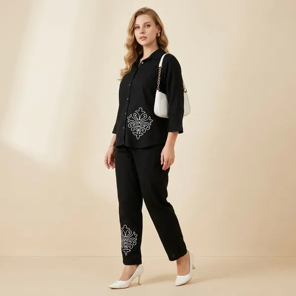 Black_Cotton_Kurta_Pant_Set_For_Women