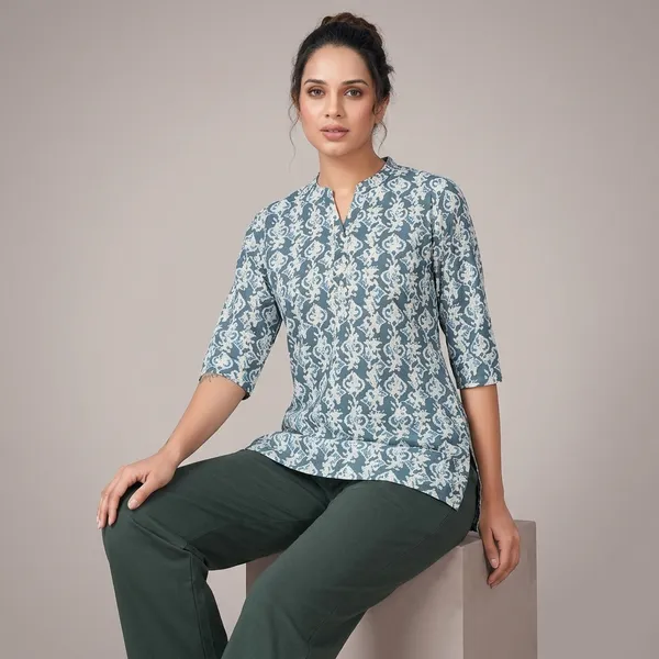 White_Cotton_Kurti_Pant_Set_For_Women