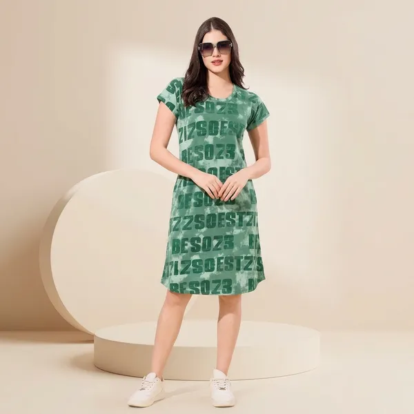 Green_Cotton_T-Shirt_Dress_For_Women