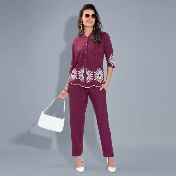 Maroon_Cotton_Co_Ord_Set_For_Women