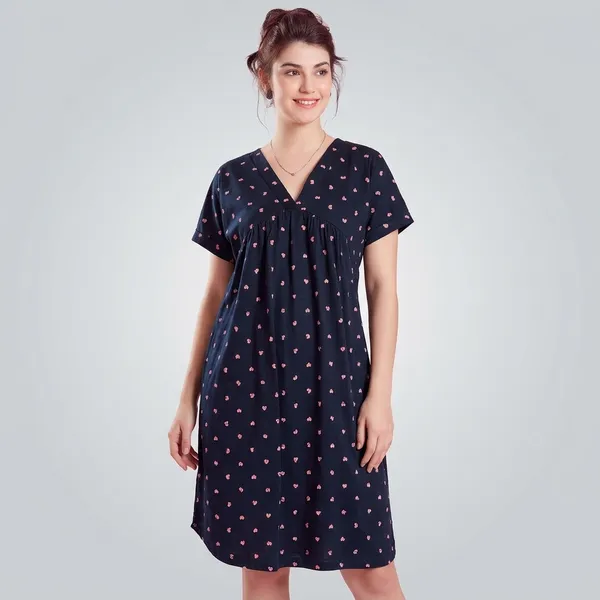 Navy_Blue_Cotton_Short_Sleeve_Shift_Dress_For_Women