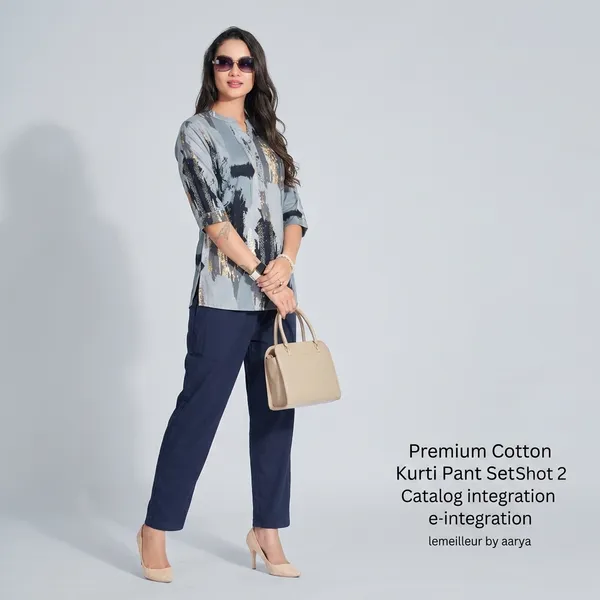 Grey_Cotton_Kurti_Pant_Set_For_Women