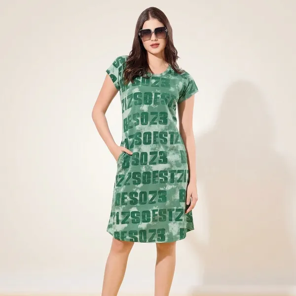 Green_Cotton_Knee_Length_Nightgown_For_Women