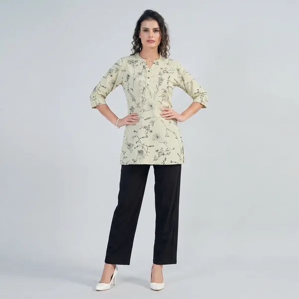 Green_Cotton_Kurti_Pant_Set_For_Women