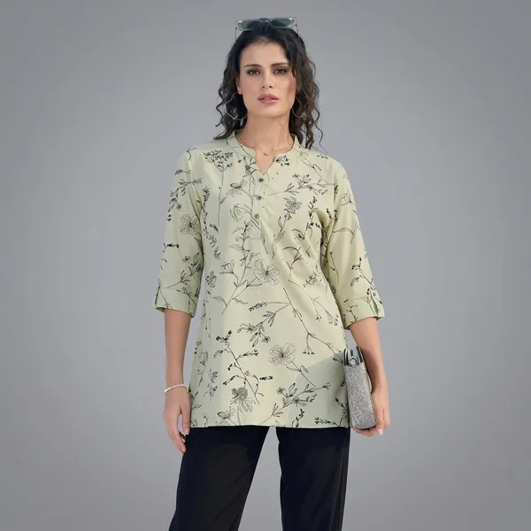 Green_Cotton_Kurti_Pant_Set_For_Women