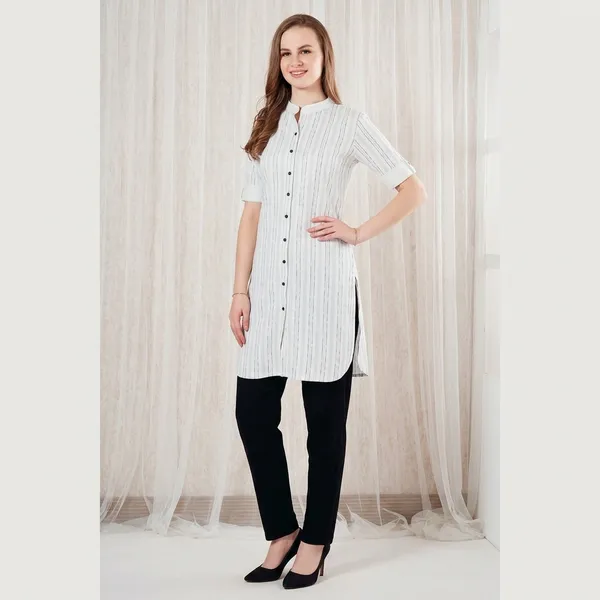 White_Cotton_Kurti_Pant_Set_For_Women