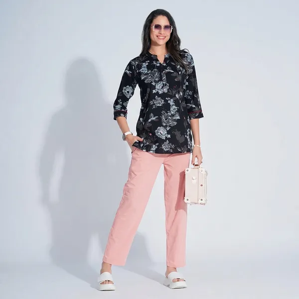 Black_Cotton_Kurti_Pant_Set_For_Women