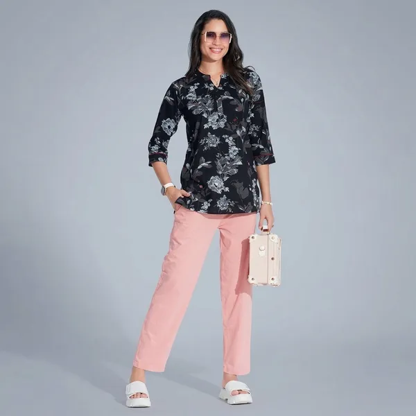Black_Cotton_Kurti_Pant_Set_For_Women