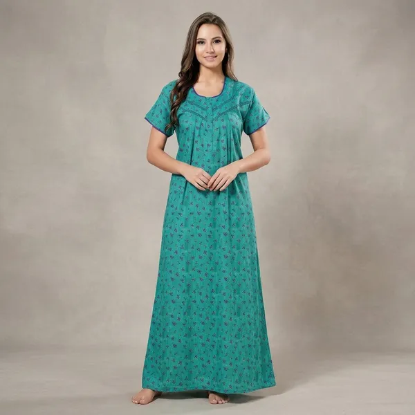Teal_Cotton_Nighty_For_Women