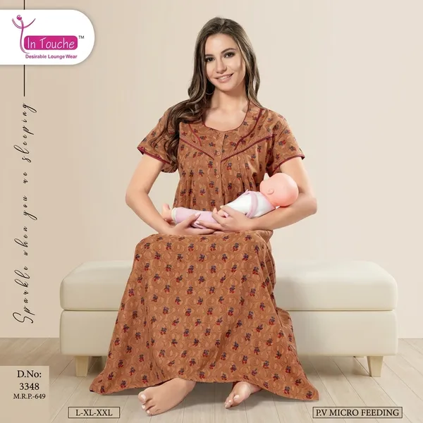 Brown_Cotton_Nighty_For_Women