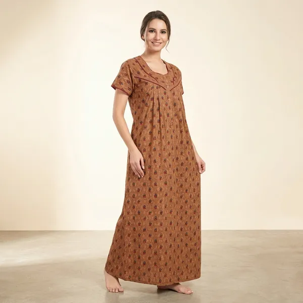 Brown_Cotton_Nighty_For_Women
