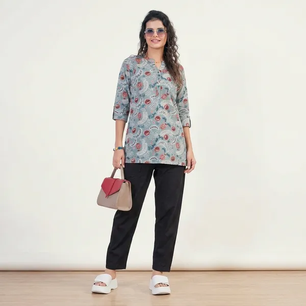 Light_Blue_Cotton_Kurti_Pant_Set_For_Women