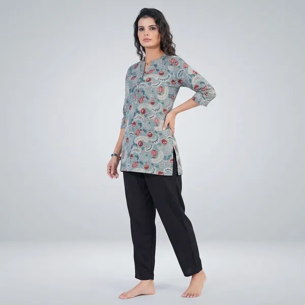 Light_Blue_Cotton_Kurti_Pant_Set_For_Women