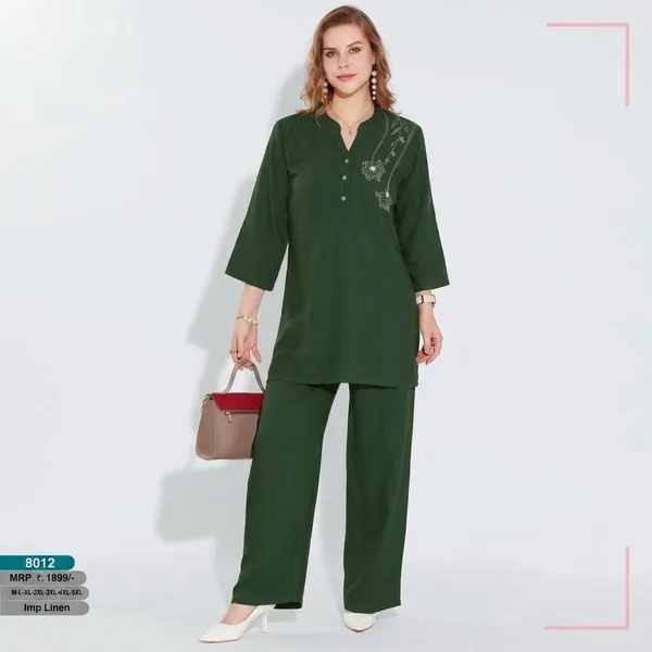 Green_Linen_Kurta_Pant_Set_For_Women