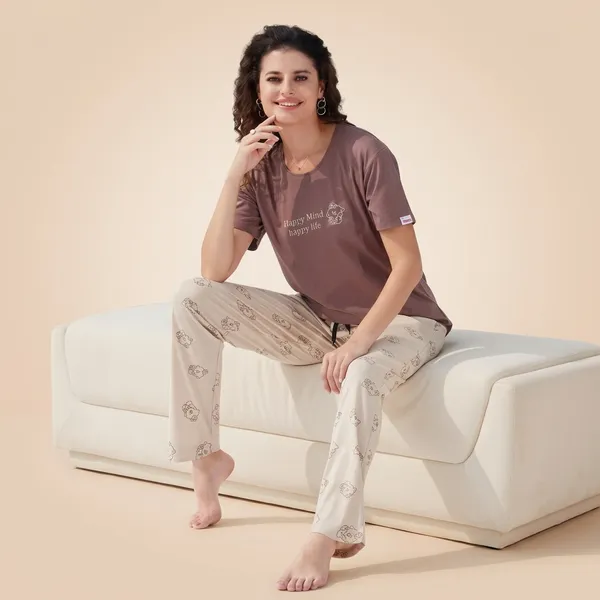 Brown_Cotton_Sleepwear_Set_For_Women