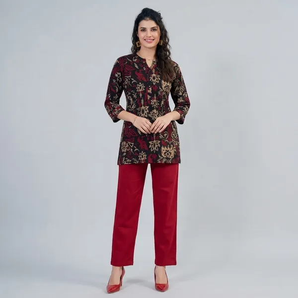 Black_Cotton_Kurti_Pant_Set_For_Women