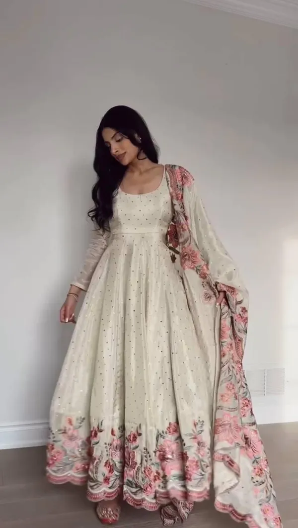White_100%_Satin_Silk_Anarkali_Gown_with_Dupatta_For_Women