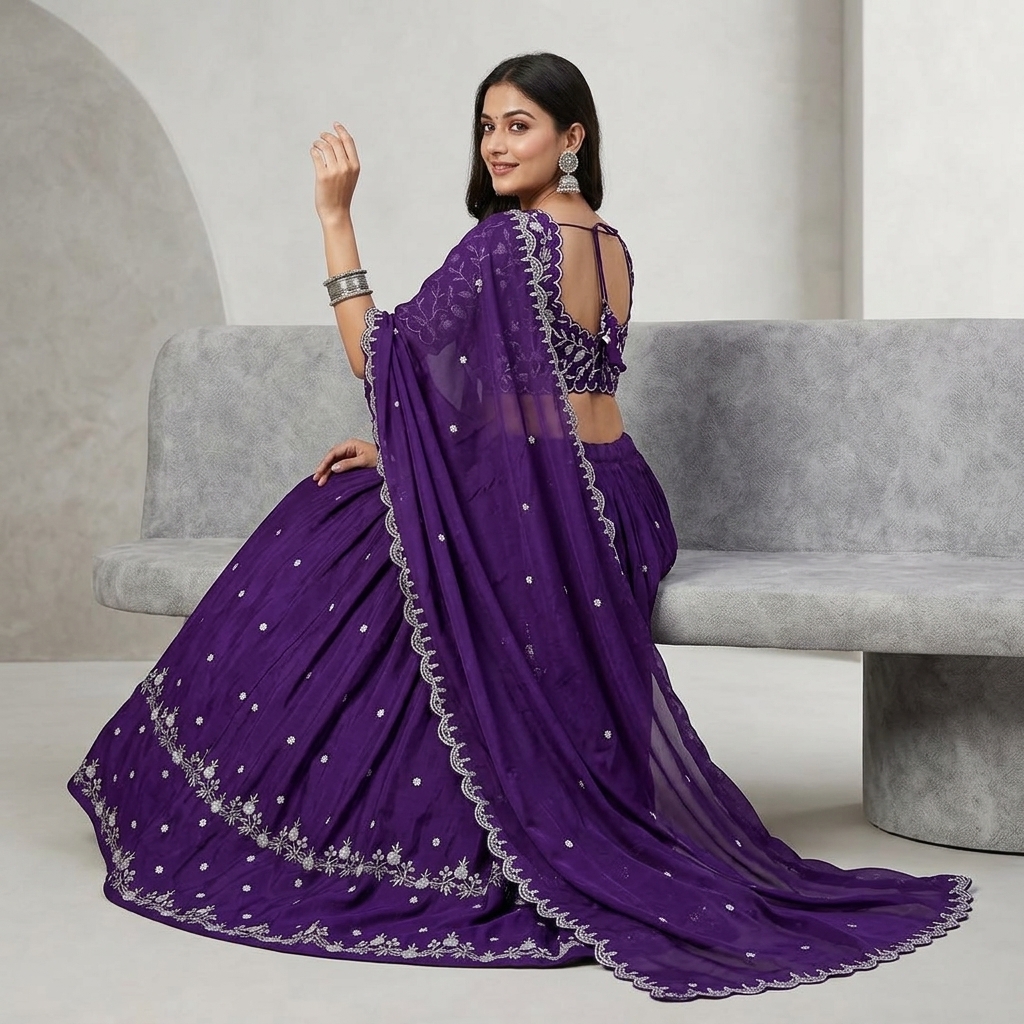 Purple_100%_Chinon_Silk_Lehenga_Choli_Set_For_Women
