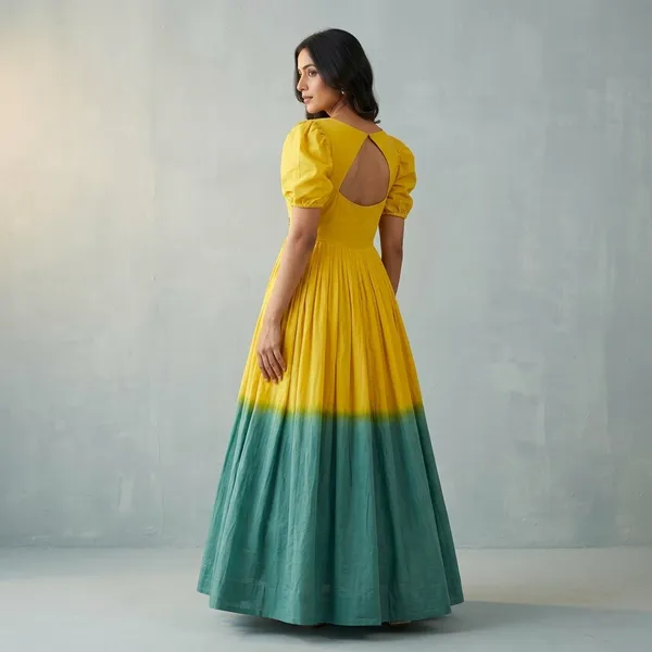 Yellow_100%_Cotton_Gown_For_Women