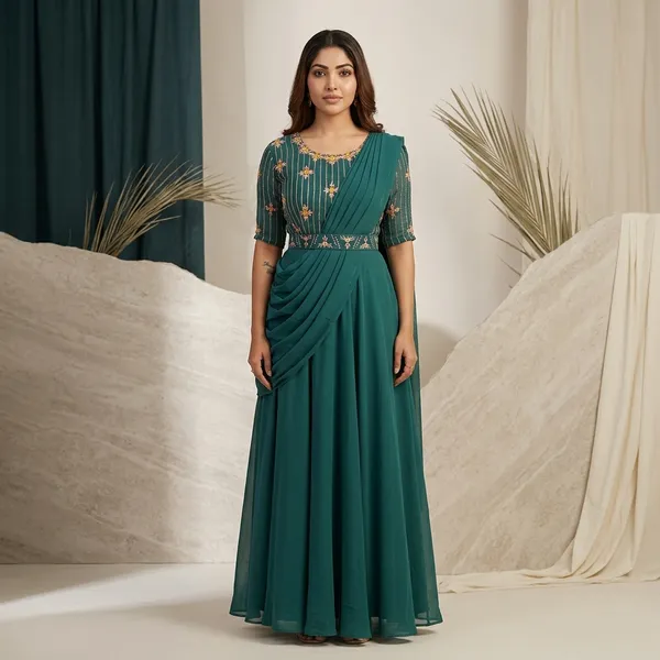 Morpich_100%_Fox_Georgette_Gown_with_Dupatta_For_Women
