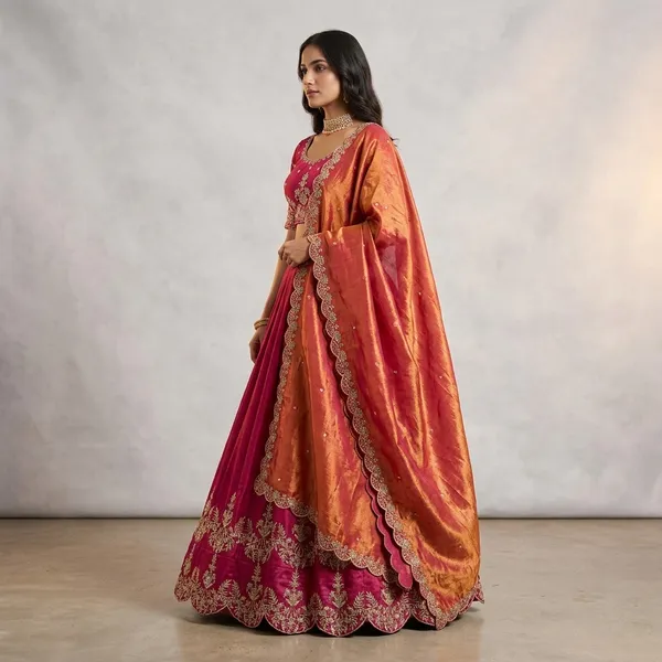 Orange_100%_Fendi_Silk_Embroidered_Lehenga_Set_For_Women