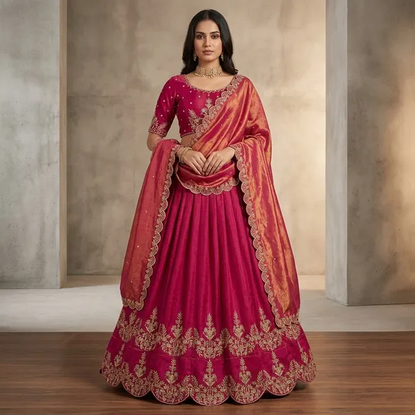 Orange_100%_Fendi_Silk_Embroidered_Lehenga_Set_For_Women