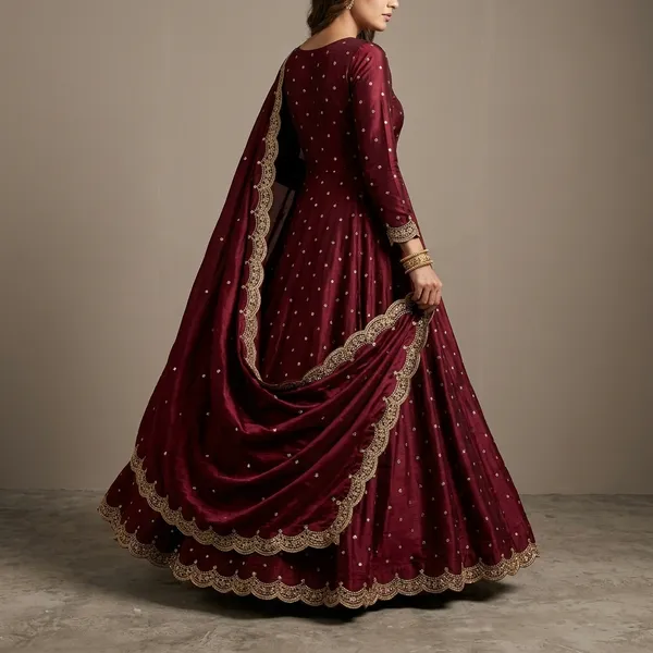 Maroon_100%_Fendi_Silk_Ethnic_Gown_with_Dupatta_For_Women