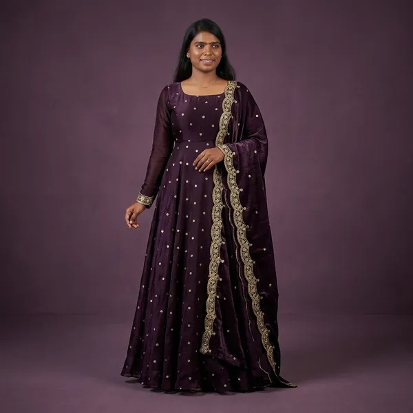 Purple_100%_Fendi_Silk_Ethnic_Gown_with_Dupatta_For_Women